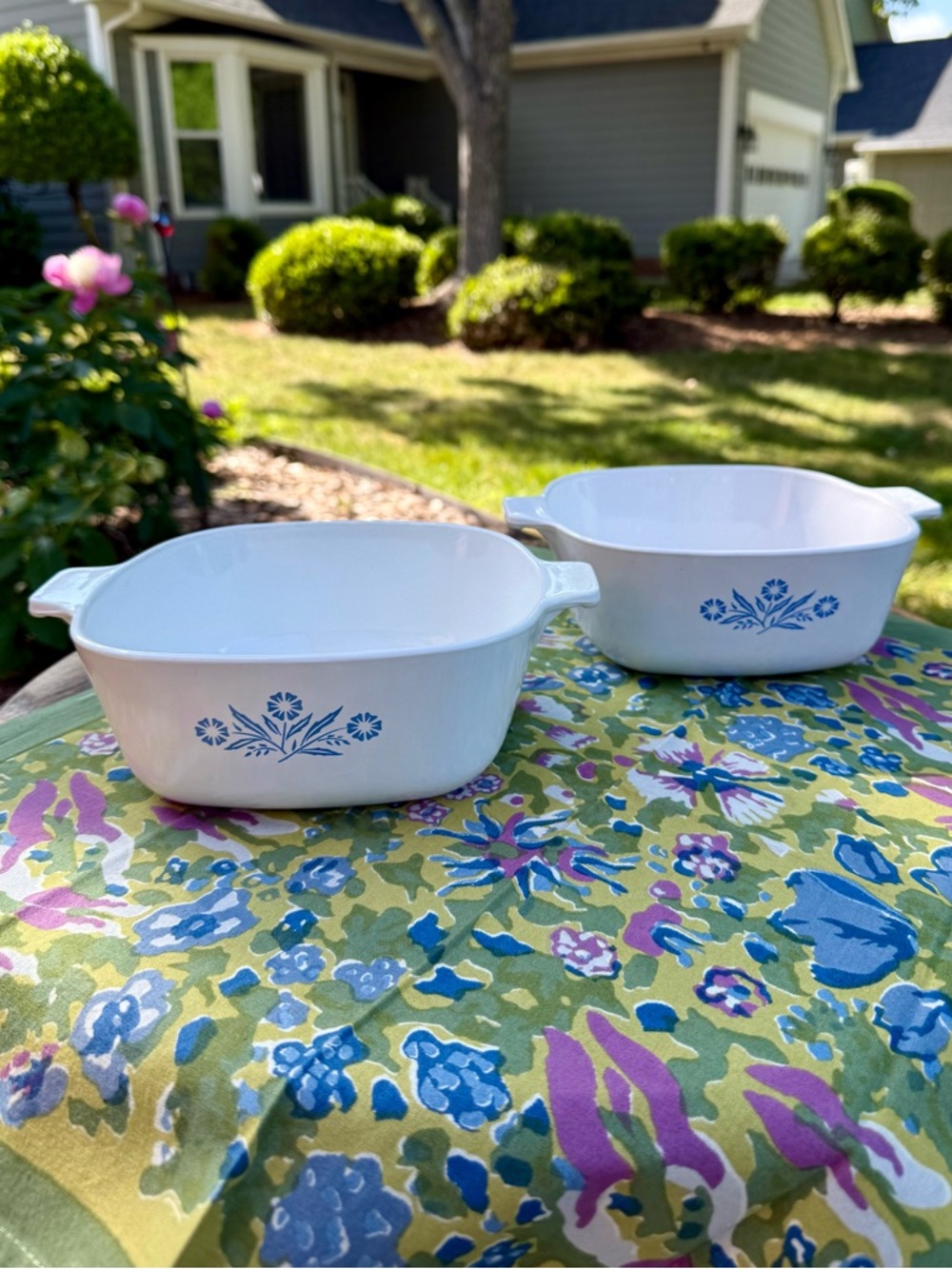 Vintage Corningware 1/2qt Blue Cornflower, No Lids - Set of 2
